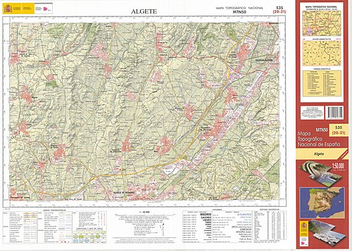 Sheet #535 (2013 version; second digital edition) of MTN50 Spanish National Topographic map series, covering Algete town (near Madrid) and its surroundings.