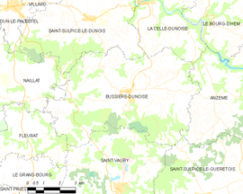 Mapa obce Bussière-Dunoise