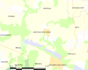 Poziția localității Montigny-sur-Vesle
