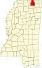 Map of Mississippi highlighting Tippah County Map of Mississippi highlighting Tippah County.svg