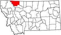 Map of Montana highlighting Glacier County
