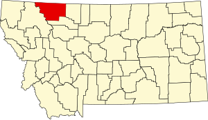 Map of Montana highlighting Glacier County