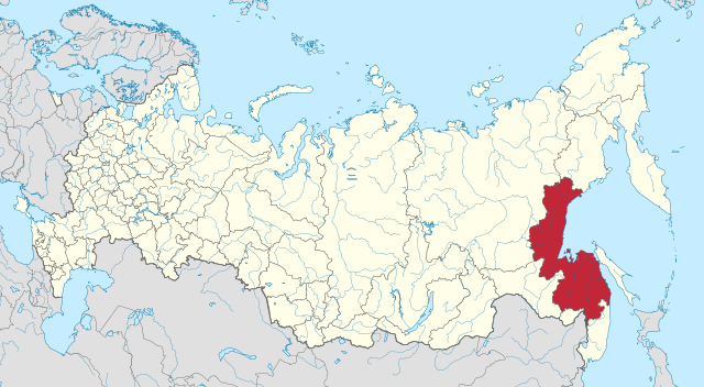 ロシア内のハバロフスク地方の位置の位置図