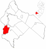 Elsinboro Township highlighted in Salem County. Inset map: Salem County highlighted in the State of New Jersey.