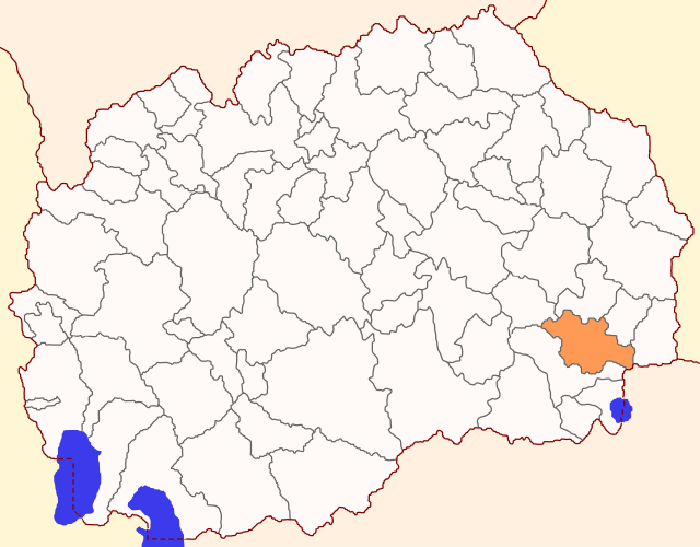 北マケドニア共和国におけるストルミツァの位置の位置図