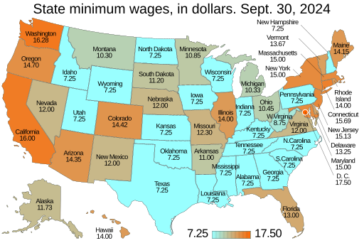 File:Map of US minimum wage by state.svg