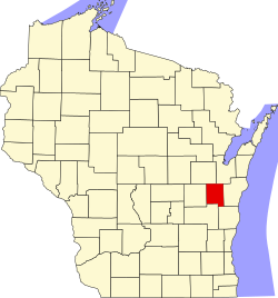 Kort over Calumet County i Wisconsin
