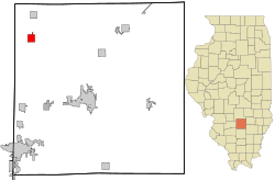 Location of Patoka in Marion County (bottom) and Illinois (top)