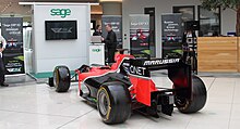 A Marussia F1 promotional car on display in Sage's Newcastle headquarters. Marussia MR01 Sage Newcastle March 2012.jpg