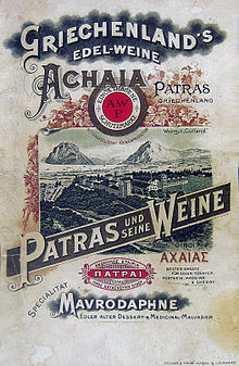 Werbung für Mavrodaphne aus dem 19. Jahrhundert
