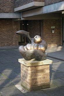 Pointing Figure with Child, 1966, on display at Churchill College, Cambridge Meadows Geograph-685507-by-Fractal-Angel.jpg