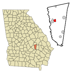 Расположение в округе Монтгомери и штате Джорджия