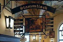 Stammtisch in Hofbrauhaus Munich. (Bavière). Allemagne