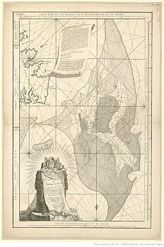 Le grand banc de Terre Neuve. Carte-plan dressée en 1678 par Georges Boissaye du Bocage (1626-1696).