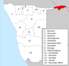 Namibia 14 regions-numbered-zambezi.svg