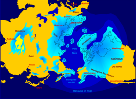 Carte des calottes et inlandsis de l'hémisphère nord lors du dernier maximum glaciaire, il y a environ 11000 ans