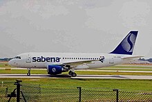 Airbus A319 de Sabena en el aeropuerto de Mánchester (1999)