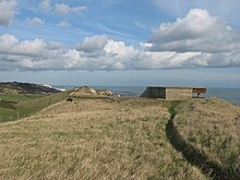 The now-derelict Observation Post at Hougham Battery was constructed in 1941 for three 8 inch Mk VIII naval guns. Observation post.jpg