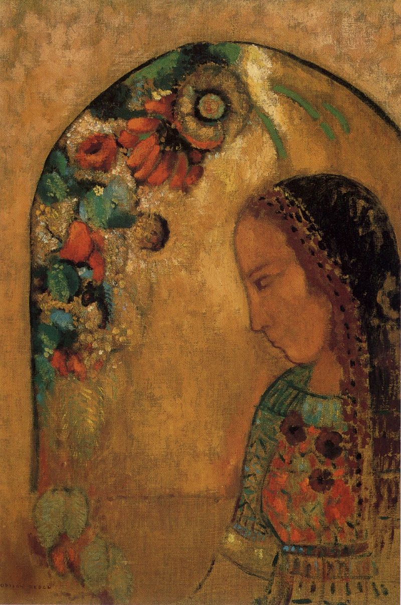 File:Odilon Redon - 'Lady of the Flowers', oil on canvas, c. 1890-95