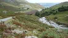 Start of walk up the hill