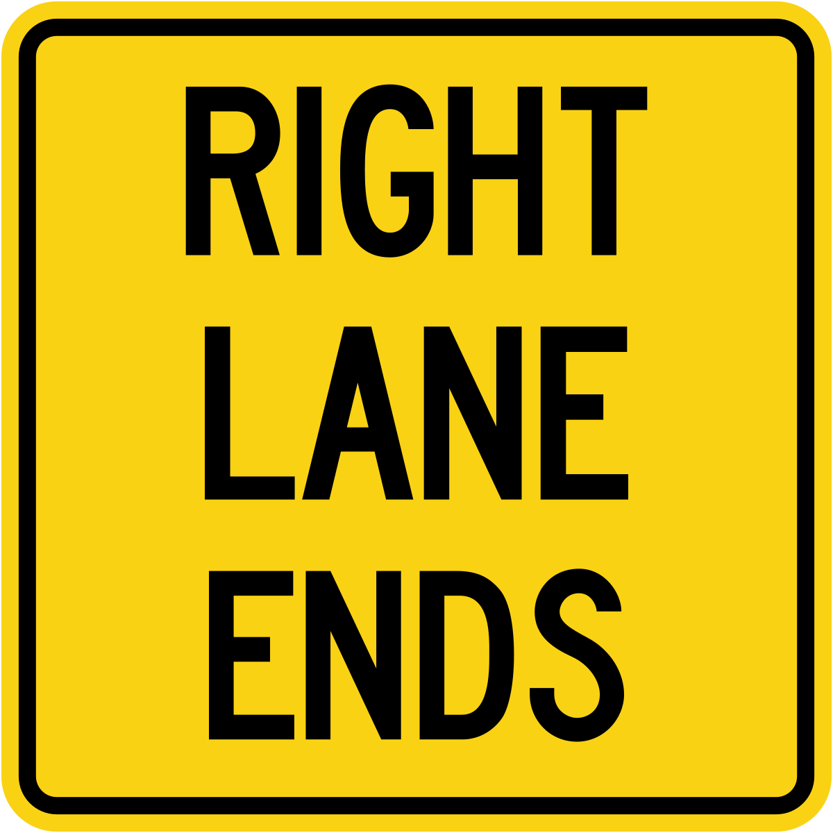Right Lane ends. Wa23. Lane ends left sign. Maximum sign.
