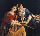 Orazio Gentileschi - Judit va uning xizmatkori Xolofernes.JPG rahbari bilan