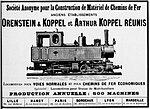 Orenstein & Koppel et Arthur Koppel reunis advert in Revue generale des chemins de fer et des tramways, 1 December 1909.jpg