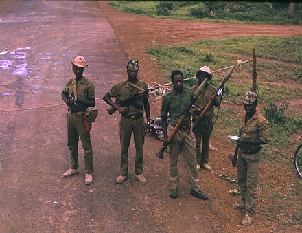 PAIGC soldiers at a military checkpoint, 1974.
