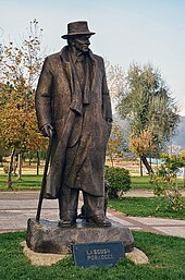 A statue dedicated to Lasgush Poradeci in Pogradec on the Lake of Ohrid.