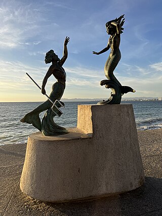 <i>Tritón y Sirena</i> Sculpture in Puerto Vallarta, Jalisco, Mexico