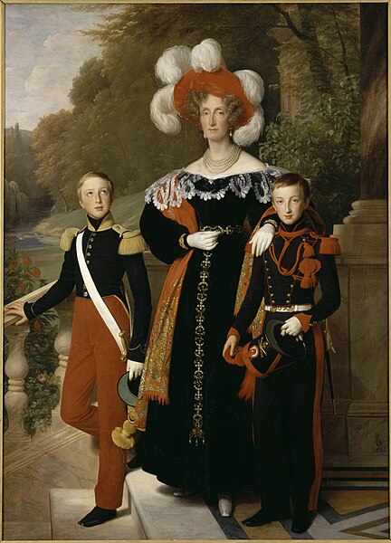 File:Queen Marie Amélie with her youngest sons, the Dukes of Montpensier and Aumale by Louis Hersent (1835, Versailles) .jpg