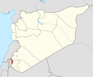 Quneitra in Syria (de-facto) (buffer and claims hatched) (+Golan hatched).svg