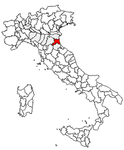 Karta över Italien med Provincia di Ravenna markerat