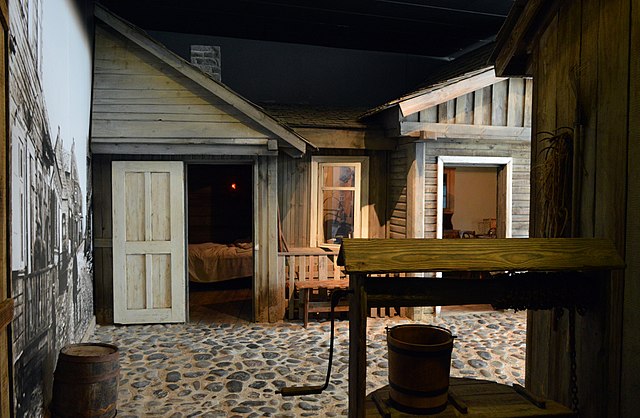 A reconstruction of a traditional Jewish shtetl in the South African Jewish Museum in Cape Town, as it would have appeared in Lithuania