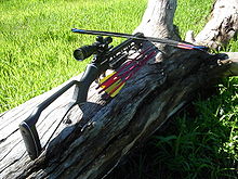 Modern recurve crossbow Recurve crossbow with bolts.jpg