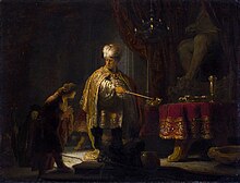 Rembrandt - Daniel and Cyrus before the Idol Bel, 1633.jpg