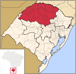 Ligging van de Braziliaanse mesoregio Noroeste Rio-Grandense in Rio Grande do Sul