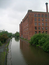 The Rochdale Canal is routed through Miles Platting.