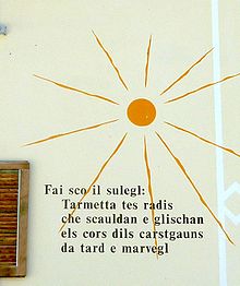 Inscription en romanche sur une maison de Sagogn.