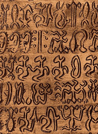 A closeup of a rongorongo tablet