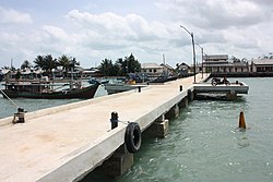 A fish landing pier in Sadai
