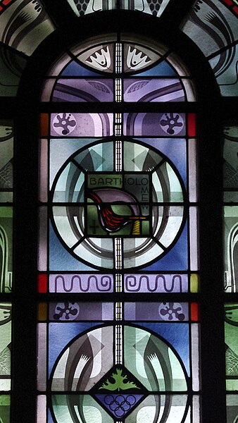 File:Saint Patrick Church (Cedar Rapids, Iowa) - stained glass, Saint Bartholomew.jpg