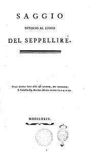 Scipione Piattoli, Eseu în jurul locului îngropării, 1774 (pagina de titlu) .jpg