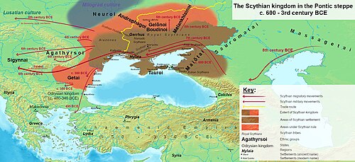 The Scythian kingdom in the Pontic Steppe at its maximum extent. Scythian kingdom in the Pontic steppe - detailed.jpg