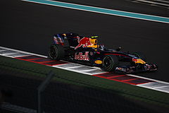 Sebastian Vettel in actie op het circuit