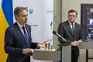 Secretary Blinken Participates in a Joint Press Availability With Ukrainian Foreign Minister Kuleba in Kyiv (51831733173).jpg