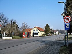 Bus stop and main road