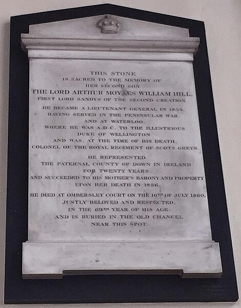 Ombersley Church, memorial to Arthur, Lord Sandys (1793–1860)