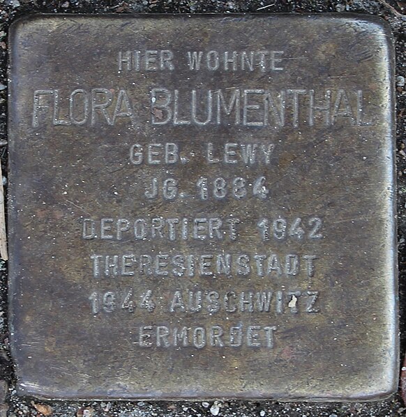 File:Stolperstein Goldbekufer 42 (Flora Blumenthal) in Hamburg-Winterhude.jpg