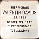 Stolperstein für Valentin Davids (Kölner Straße 544)